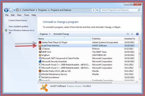 Avast on windows default uninstaller