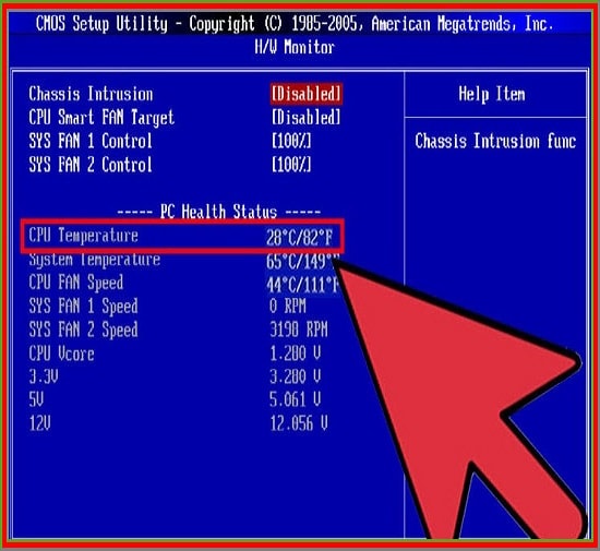 Check Laptop CPU Temp using BIOS