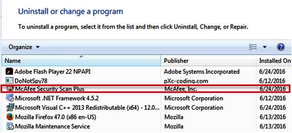 McAfee-Internet Security-Uninstall-or-Change-a-Program