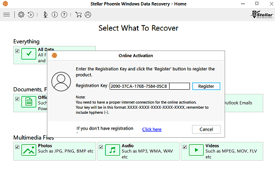Stellar Phoenix data recovery home license key 2018 free