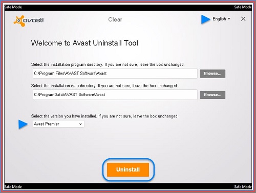 Uninstall avast