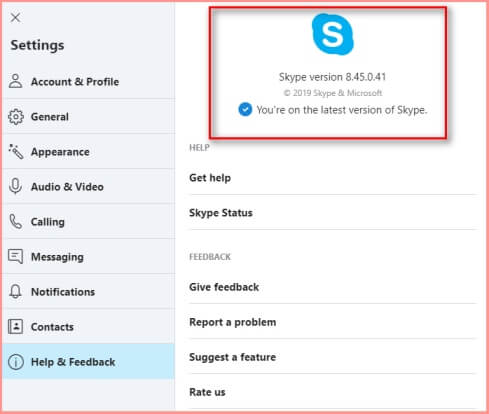 check for a newer version of skype
