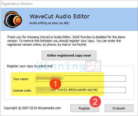 giveaway wavecut audio editor free license key step 3