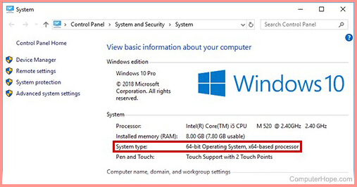 how to check 64 bit of Windows 7 8 10 installed