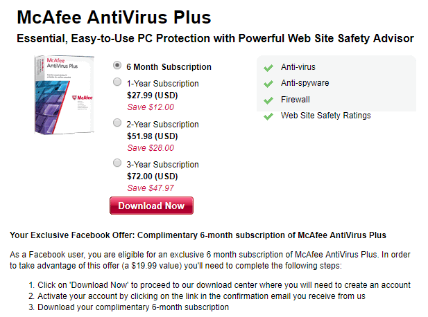 Mcafee Antivirus plus 2020 Product Code free 6-month-activation